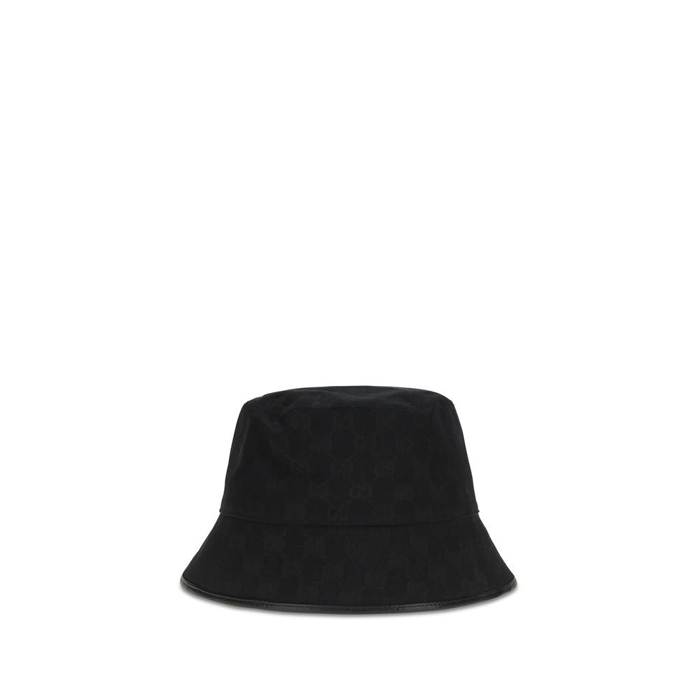 Bucket Hat by Gucci for women in polyamide polyester leather & cotton canvas black & patterned features an cosmopolitan chic silhouette, showcasing the cosmopolitan chic design of the Gg Polyamide Polyester Leather & Cotton Canvas Bucket Hat collection with a sophisticated cosmopolitan chic finish.
