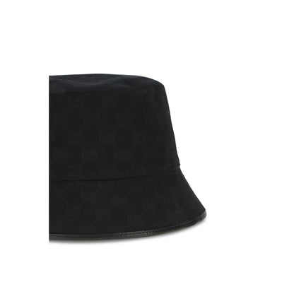 Bucket Hat by Gucci for women in polyamide polyester leather & cotton canvas black & patterned presents a architectural silhouette, showcasing the architectural Gg Polyamide Polyester Leather & Cotton Canvas Bucket Hat design with a refined, high-fashion finish.