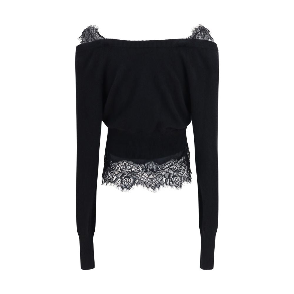 Cardigan by Ermanno Scervino for women in cashmere & capra leather black presents a textural silhouette, artfully finished with a textural and for a sophisticated, textural look.