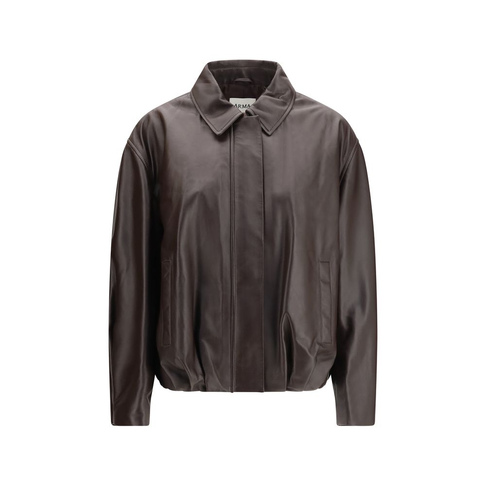 Bomber Jacket by Arma for women in leather brown features a city-ready silhouette, detailed with pockets and a city-ready .