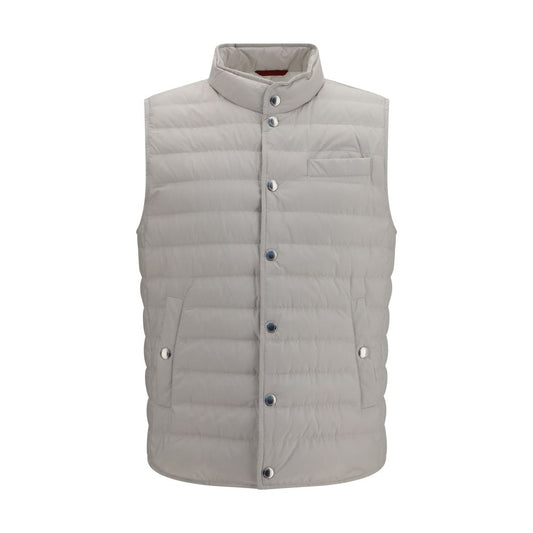 Vest by Brunello Cucinelli for men in polyester white features a stylish silhouette, showcasing distinct pockets & insulated and a refined for a truly stylish finish.