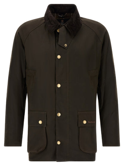Jacket by Barbour for men in cotton corduroy brown features an utilitarian silhouette with a refined , showcasing sophisticated pockets for an utilitarian aesthetic.