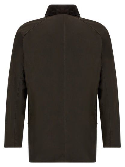 Jacket by Barbour for men in cotton corduroy brown presents a impeccable silhouette, showcasing distinct pockets and a impeccable for a sophisticated finish.