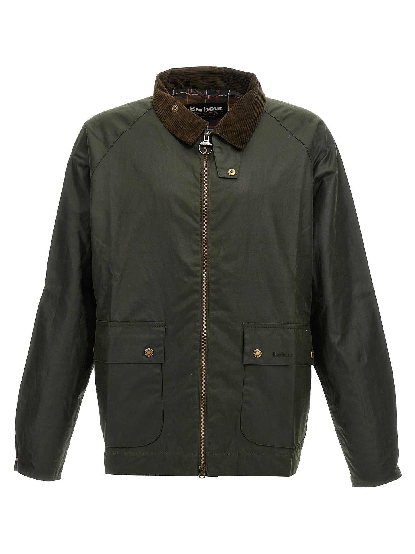 Overcoat by Barbour for men in cotton corduroy bicolour & green features a cosy chic silhouette, artfully detailed with a sophisticated and premium pockets for a cosy chic finish.