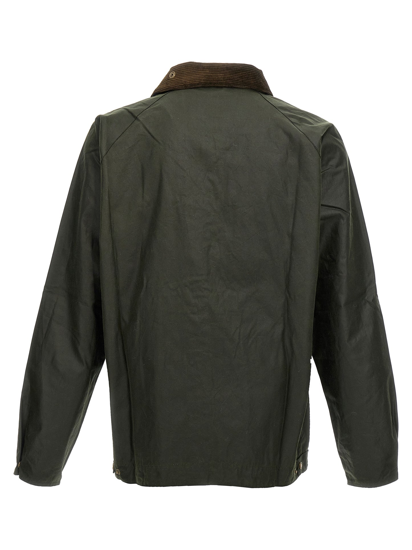 Overcoat by Barbour for men in cotton corduroy bicolour & green features an satoral silhouette, showcasing a sophisticated and satoral pockets for a premium, timeless look.