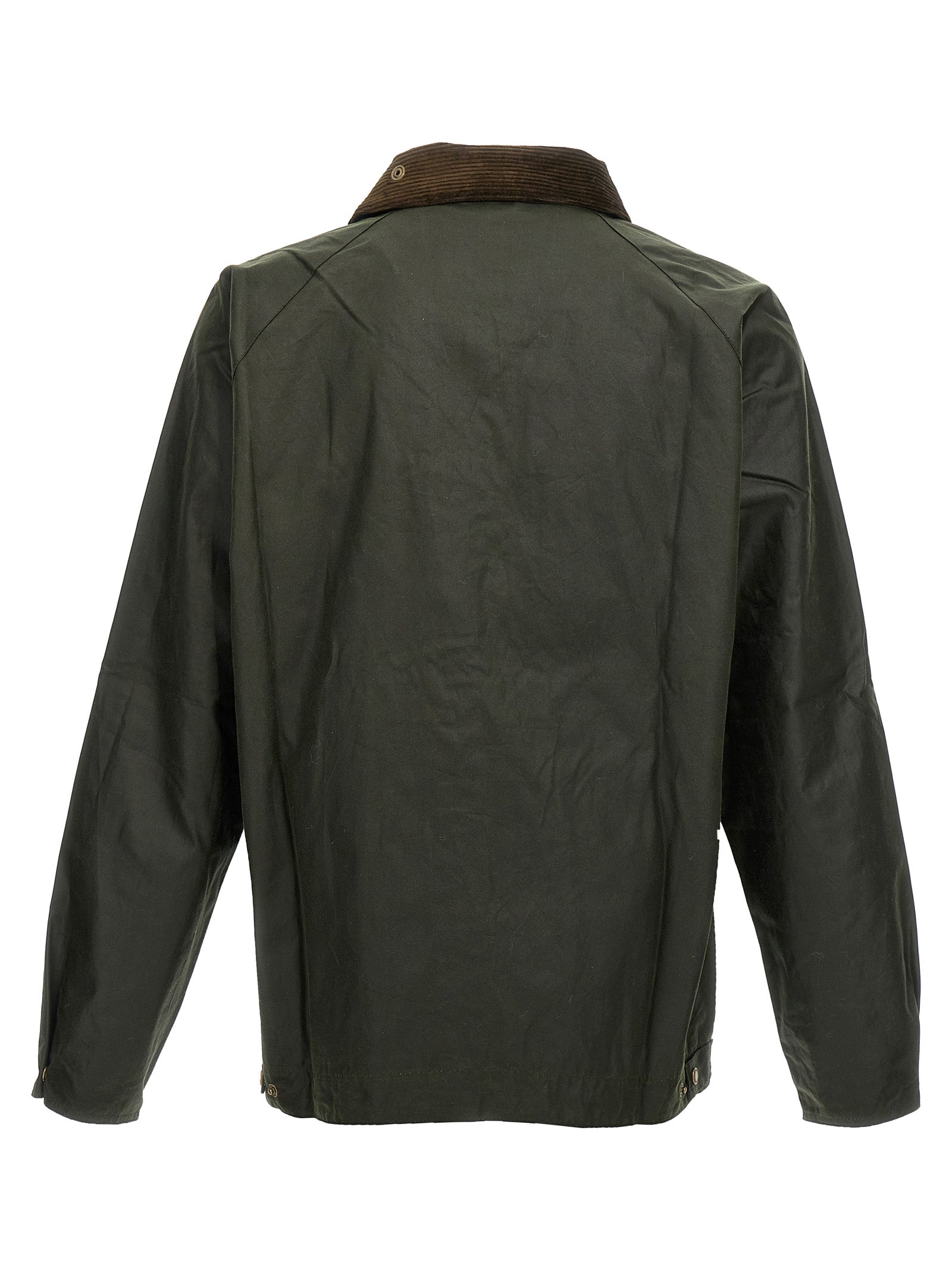Overcoat by Barbour for men in cotton corduroy bicolour & green features an satoral silhouette, showcasing a sophisticated and satoral pockets for a premium, timeless look.