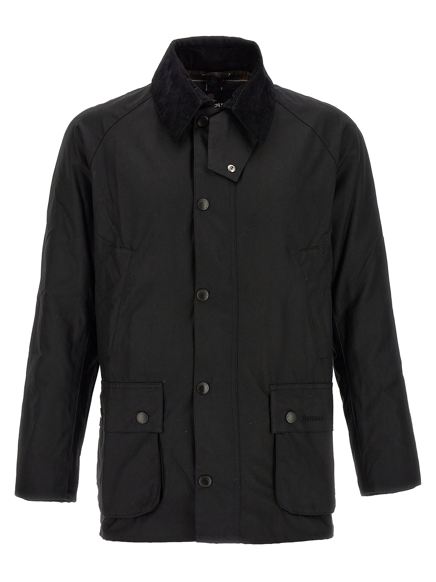 Jacket by Barbour for men in cotton corduroy black presents a authentic silhouette, artfully detailed with a authentic and functional pockets for a premium authentic finish.