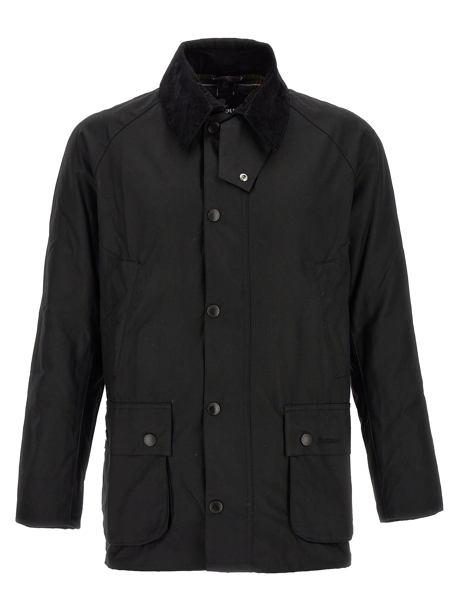 Jacket by Barbour for men in cotton corduroy black presents a authentic silhouette, artfully detailed with a authentic and functional pockets for a premium authentic finish.