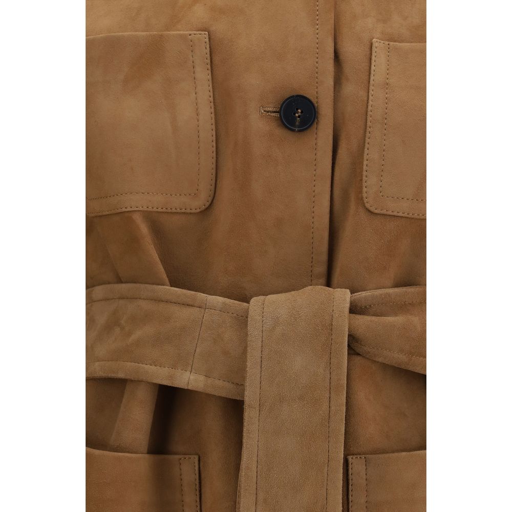 Max Mara Brown Lamb Leather Leather Jacket