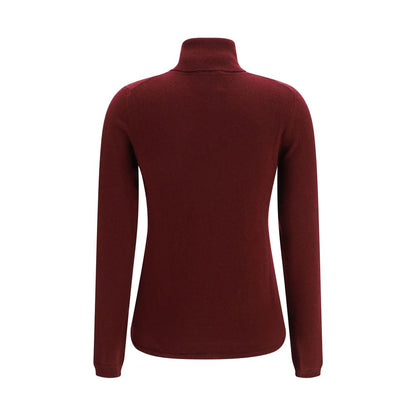 Sweater by Allude for women in cashmere & capra leather bordeaux showcases a downtown chic silhouette, artfully finished with a downtown chic turtle high-neck neckline and for a sophisticated, high-end look.