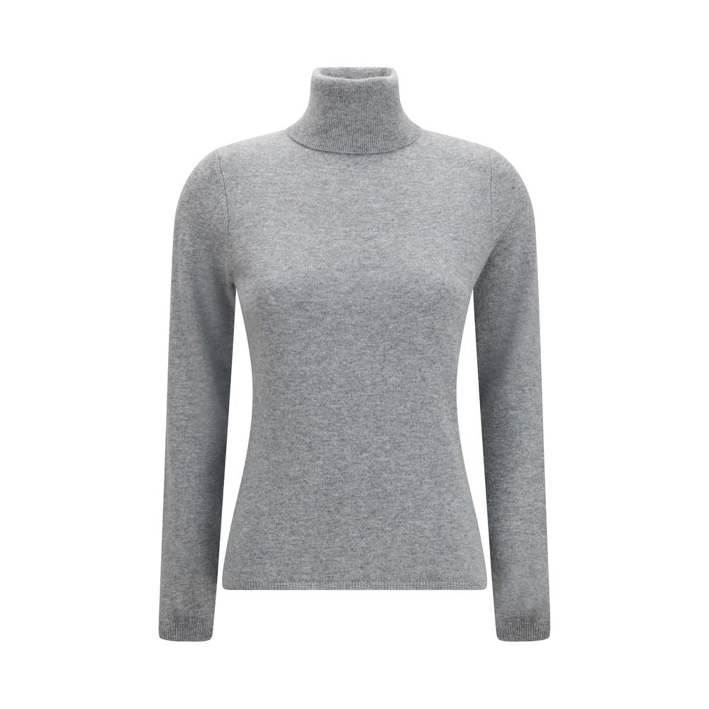 Sweater by Allude for women in cashmere & capra leather gray showcases a discreet silhouette, finished with a discreet turtle high-neck neckline and for a discreet look.