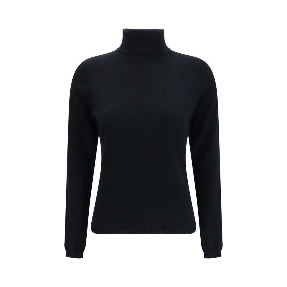 Sweater by Allude for women in cashmere & capra leather blue showcases an masterful silhouette, artfully detailed with a masterful turtle neckline and for a sophisticated, premium finish.