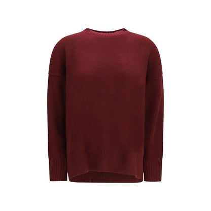 Sweatshirt by Allude for women in cashmere & capra leather bordeaux features an enviable silhouette, showcasing a premium long-sleeve and refined crew neckline for a truly enviable finish.
