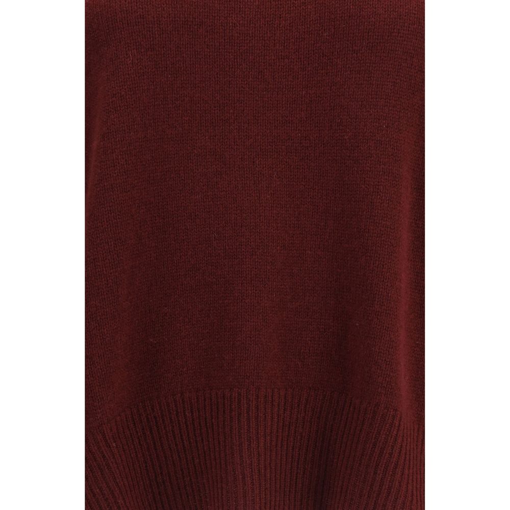 Sweatshirt by Allude for women in cashmere & capra leather bordeaux features an provocated silhouette, detailed with a provocated and a refined crew neckline for a sophisticated aesthetic.