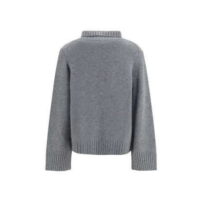 Sweater by Allude for women in cashmere & capra leather gray showcases a discreet silhouette, finished with a discreet turtle high-neck neckline and for a discreet look.