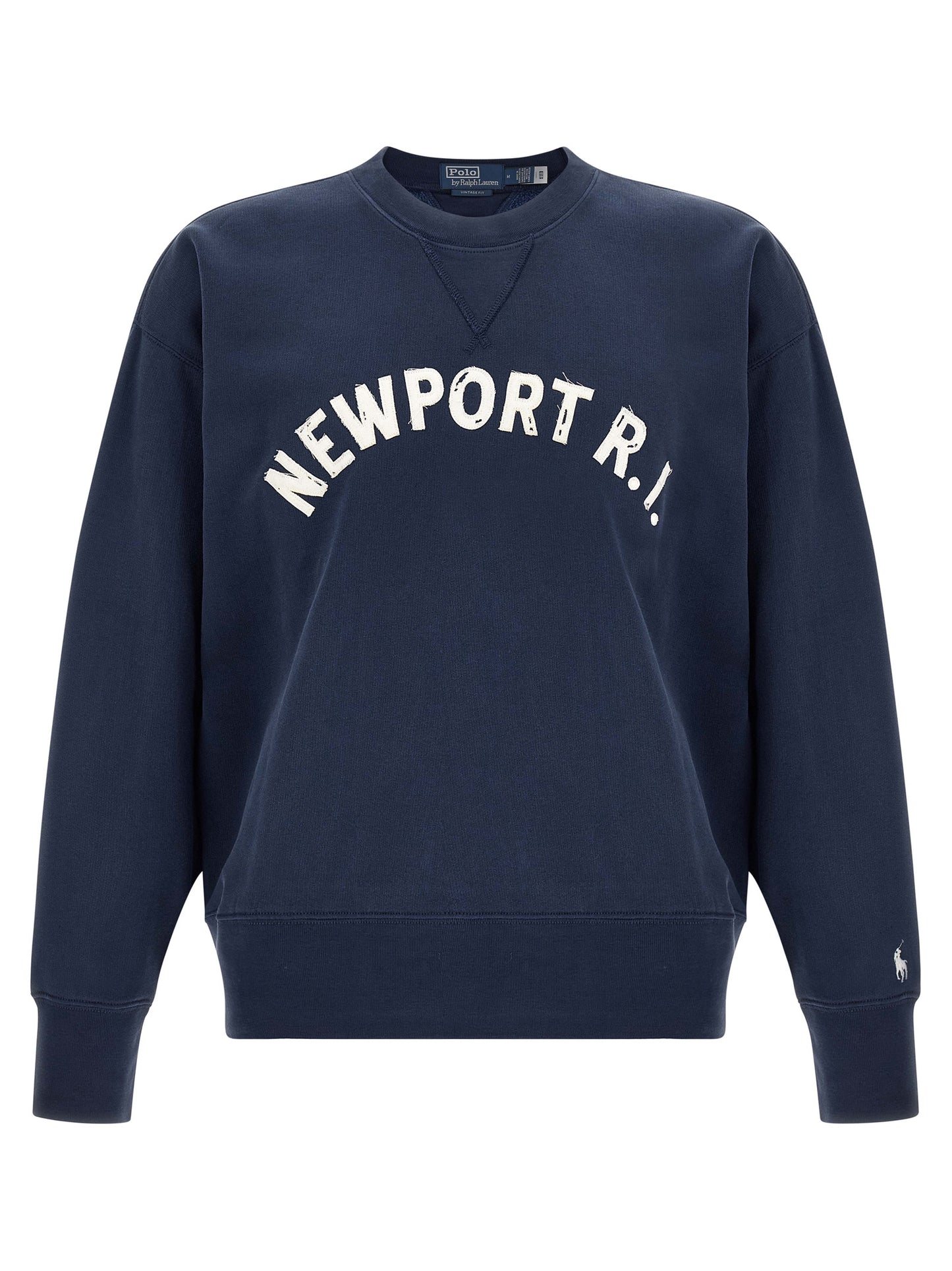 Sweatshirt by Polo Ralph Lauren for men in cotton polyester navy & signature showcases a slouchy chic silhouette, artfully detailed with a slouchy chic crew neckline and for a slouchy chic finish.