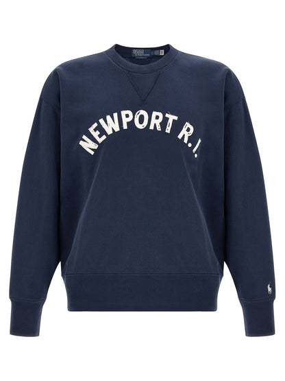 Sweatshirt by Polo Ralph Lauren for men in cotton polyester navy & signature showcases a slouchy chic silhouette, artfully detailed with a slouchy chic crew neckline and for a slouchy chic finish.