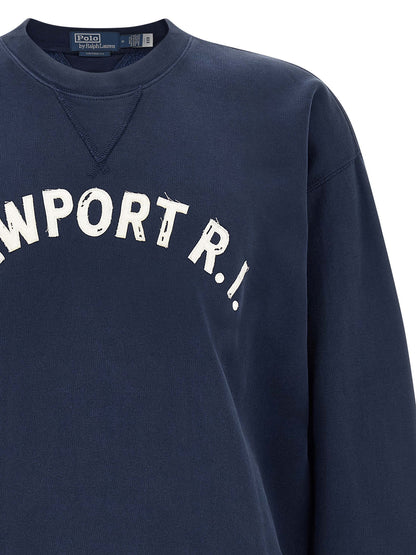 Sweatshirt by Polo Ralph Lauren for men in cotton polyester navy & signature features an provocated silhouette, detailed with a provocated and a refined crew neckline for a sophisticated aesthetic.