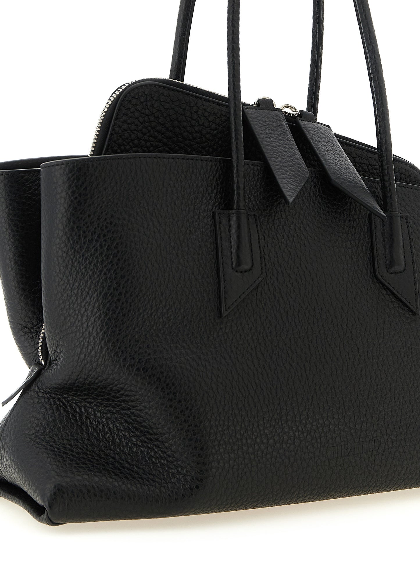 Medium Shoulder Bag by The Attico for women in bos taurus leather black & silver features a distinguished silhouette, showcasing a secure zipper and distinguished with versatile shoulder-strap & handle for a distinguished finish.