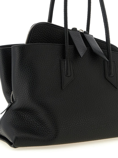 Medium Shoulder Bag by The Attico for women in bos taurus leather black & silver features a distinguished silhouette, showcasing a secure zipper and distinguished with versatile shoulder-strap & handle for a distinguished finish.