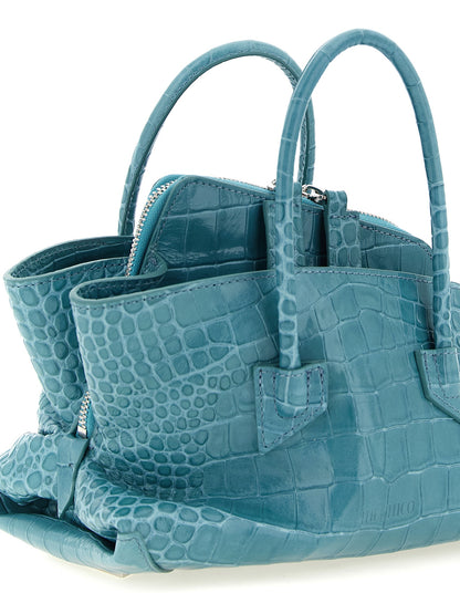 Mini Handbag by The Attico for women in bos taurus calf leather light-blue, silver & print features a exquisite silhouette, showcasing a secure zipper and exquisite with versatile shoulder-strap, detachable-strap & handle for a exquisite finish.