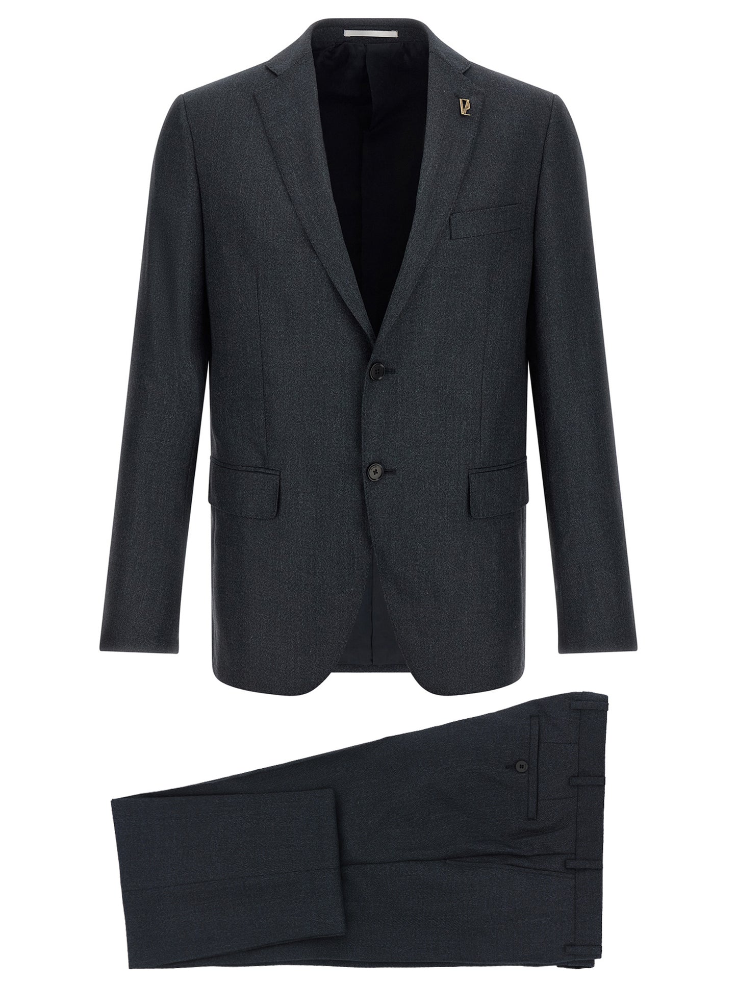 Pant Suit by Pal Zileri for men in viscose & polyester dark-gray & gray presents a nuanced silhouette, showcasing a nuanced and nuanced straight-leg for an elevated aesthetic.