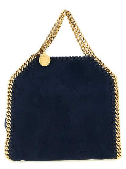 Crossbody Tote Handbag by Stella McCartney for women in polyamide suede leather blue & gold features a multifaceted silhouette, showcasing a secure and multifaceted with versatile crossbody-strap, shoulder-strap & handle for multifaceted style.