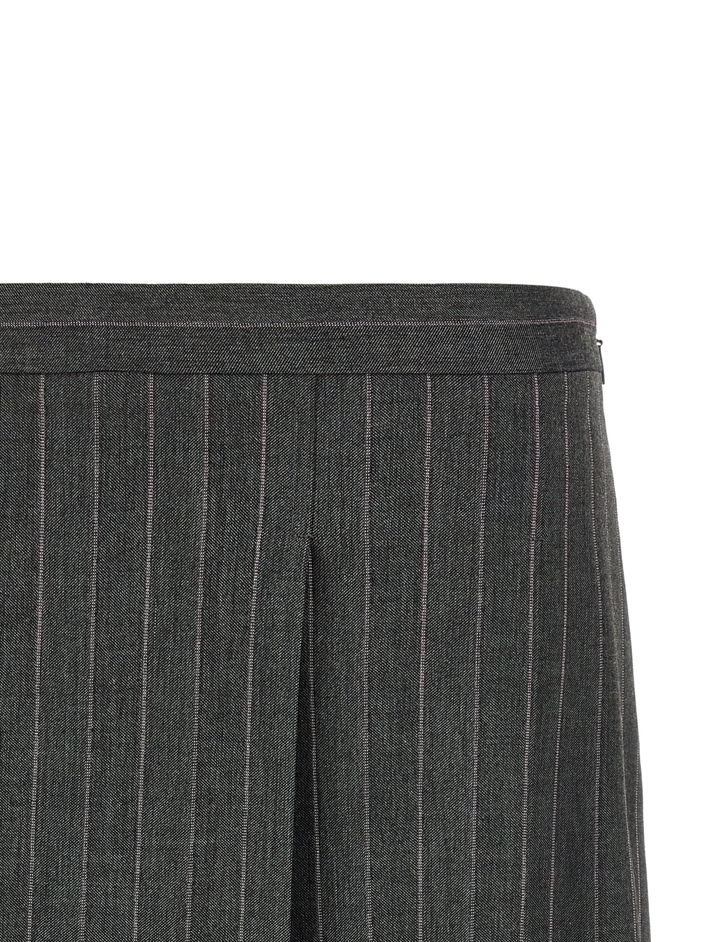 Skirt by PINKO for women in polyester & wool gray & pinstripe features an relaxed-yet-refined silhouette that elegantly showcases the Women's Flared Low Rise Polyester & Wool Skirt design and sophisticated mini long.