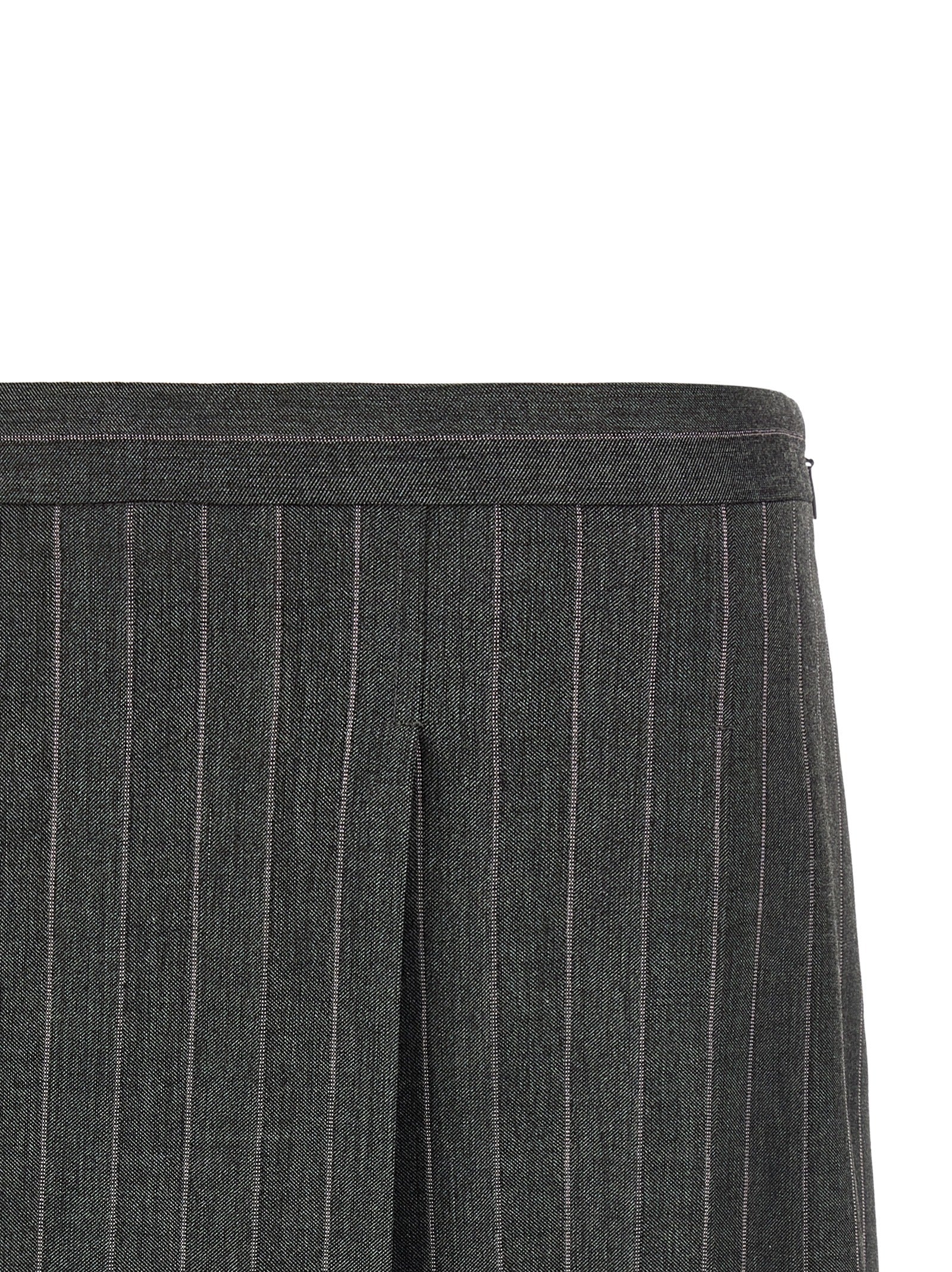 Skirt by PINKO for women in polyester & wool gray & pinstripe features an relaxed-yet-refined silhouette that elegantly showcases the Women's Flared Low Rise Polyester & Wool Skirt design and sophisticated mini long.