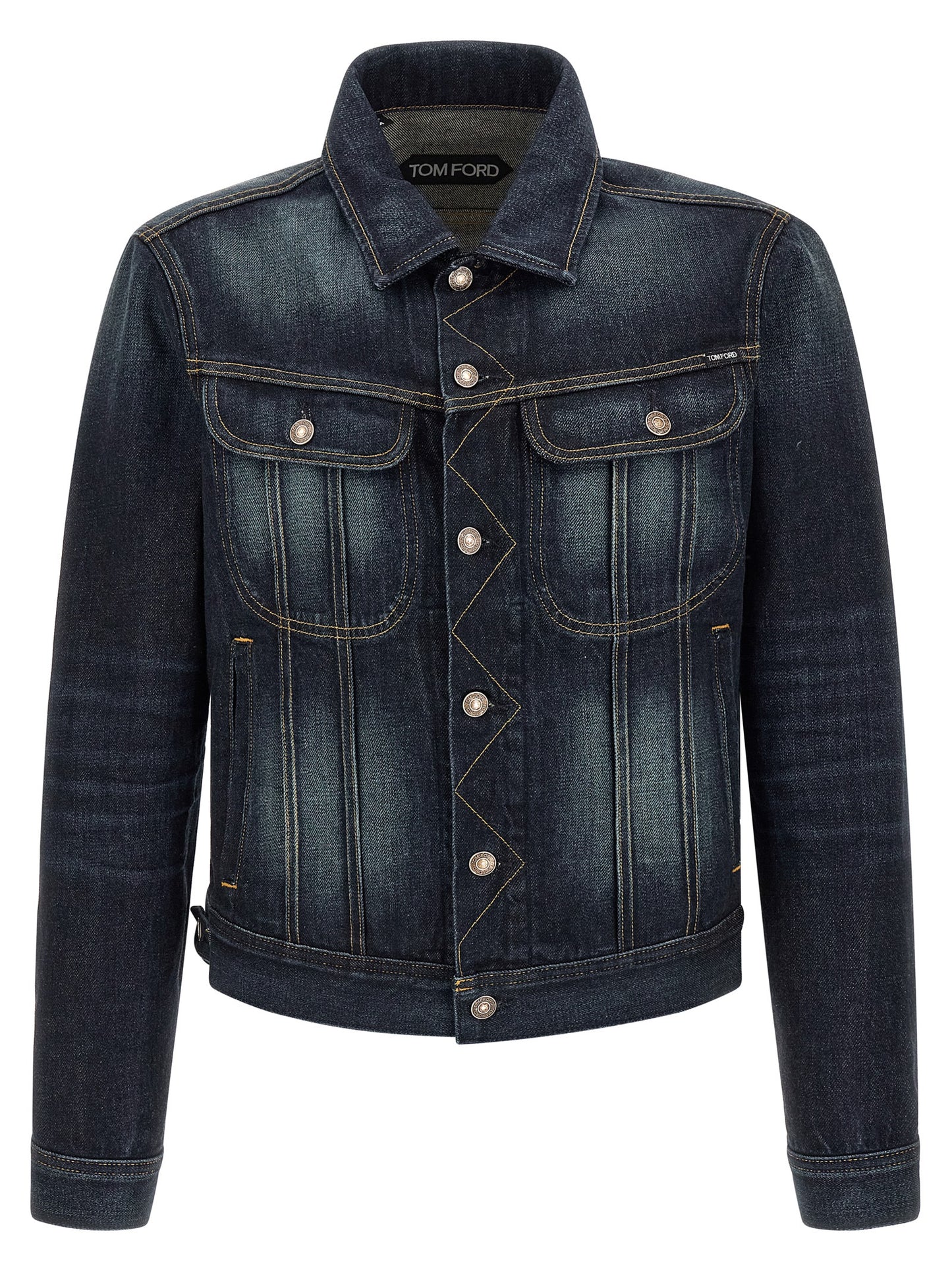Trucker Jacket by Tom Ford for men in lyocell denim cotton blue features an on trend silhouette, showcasing refined and a sophisticated for a truly on trend finish.