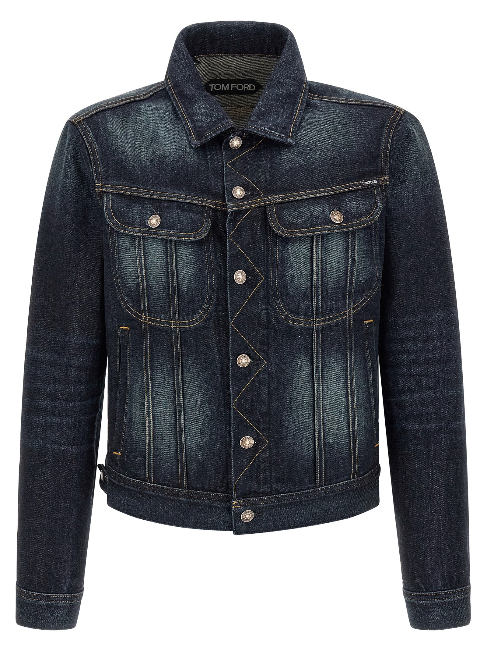Trucker Jacket by Tom Ford for men in lyocell denim cotton blue features an on trend silhouette, showcasing refined and a sophisticated for a truly on trend finish.