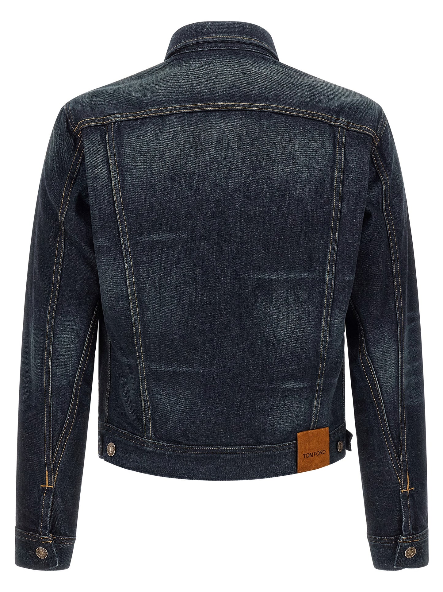 Trucker Jacket by Tom Ford for men in lyocell denim cotton blue features an contemporary silhouette, showcasing a sophisticated and contemporary for a truly refined look.