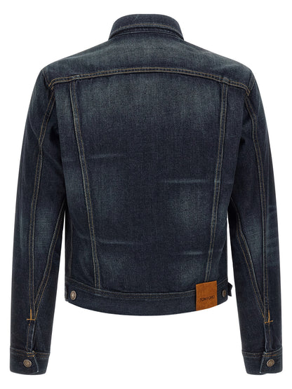 Trucker Jacket by Tom Ford for men in lyocell denim cotton blue features an contemporary silhouette, showcasing a sophisticated and contemporary for a truly refined look.