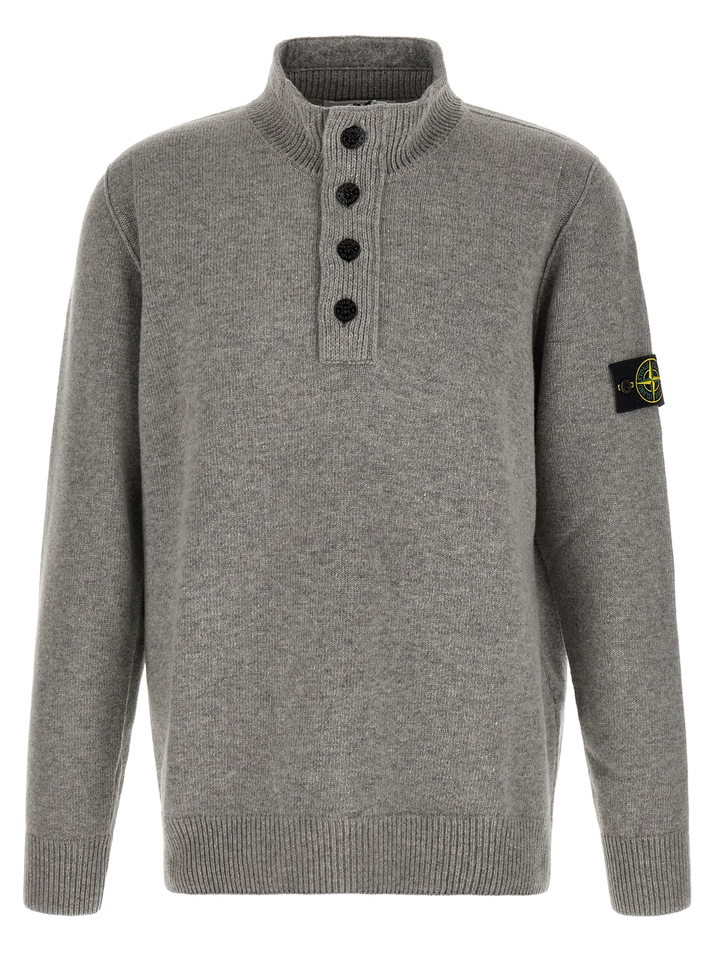 Stone Island Gray Virgin Wool Cardigan