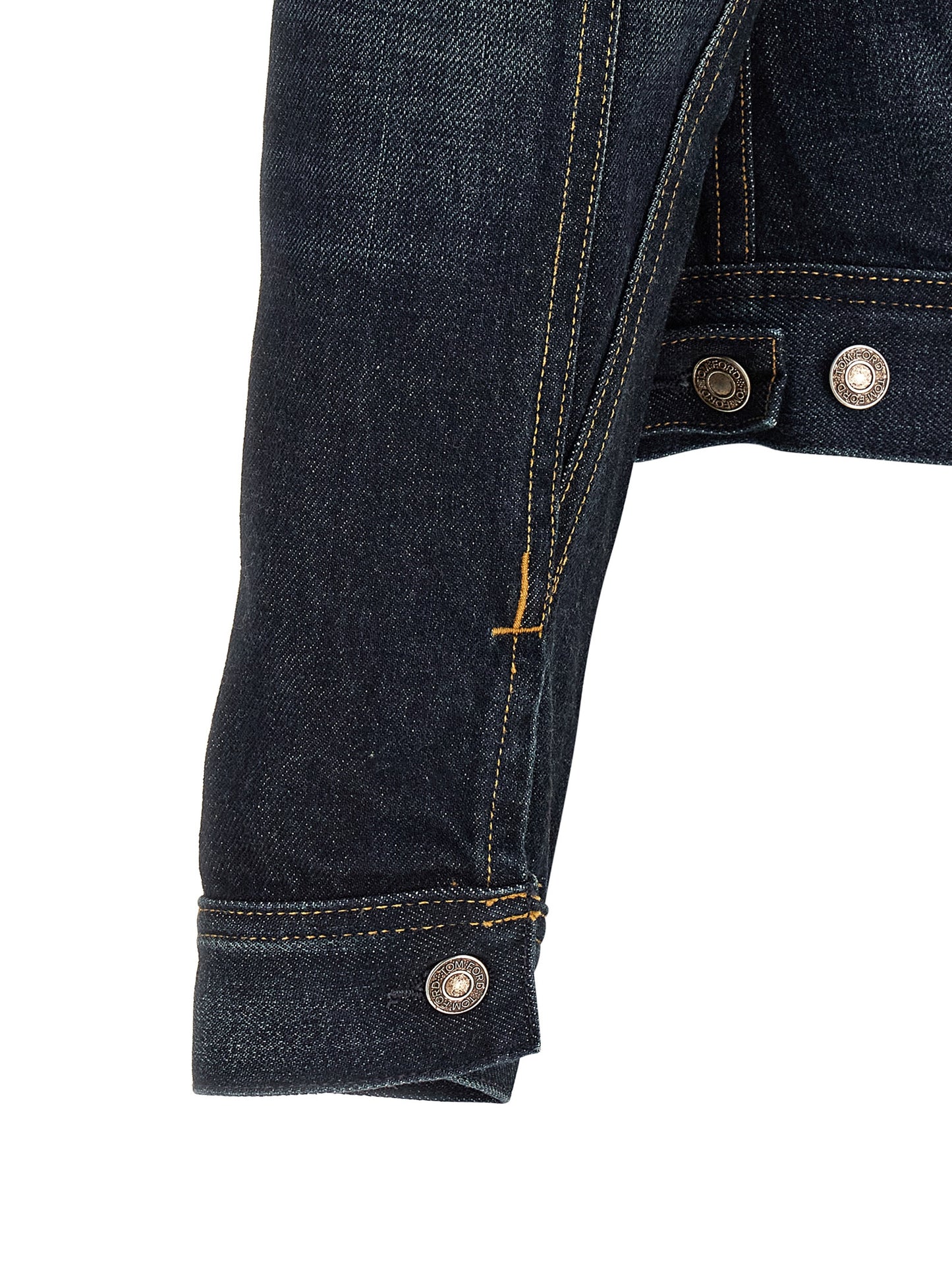 This Trucker Jacket by Tom Ford for men in lyocell denim cotton blue exhibits a edgy silhouette, meticulously detailed with functional and a edgy for a edgy finish.