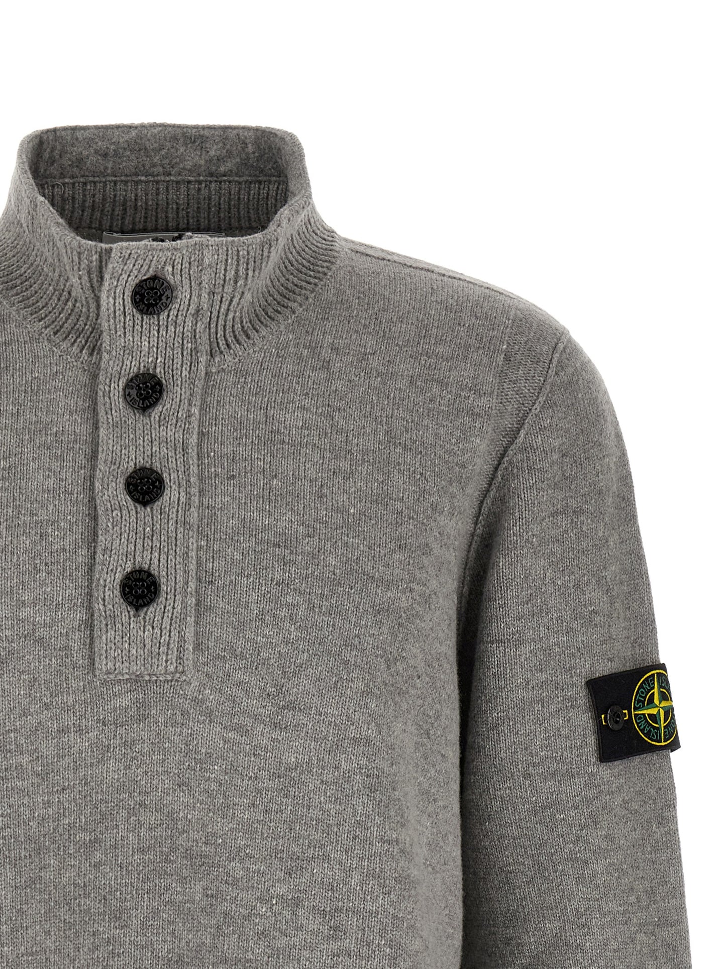 Stone Island Gray Virgin Wool Cardigan