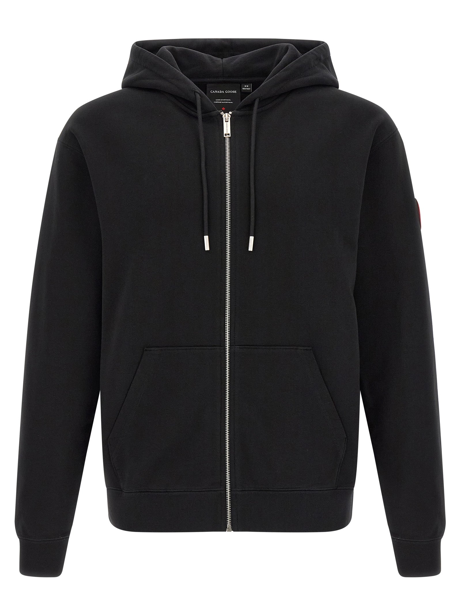 Sweatshirt Hoodie by Canada Goose for men in cotton terrycloth black & silver features a edgy silhouette, detailed with a edgy hooded split neckline and for a refined finish.