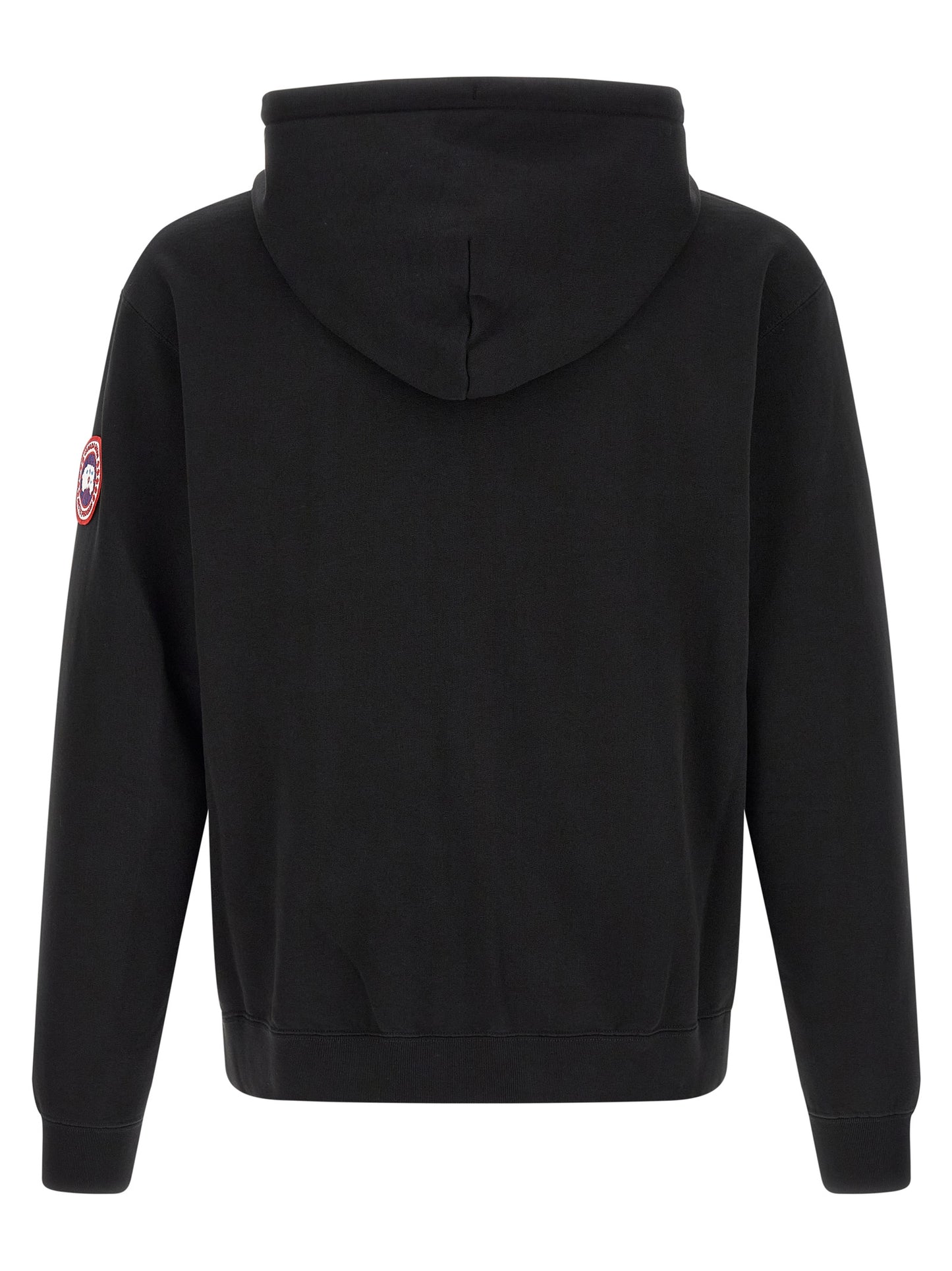 Sweatshirt Hoodie by Canada Goose for men in cotton terrycloth black & silver features an luminous silhouette, showcasing a sophisticated hooded split neckline and for a truly luminous look.