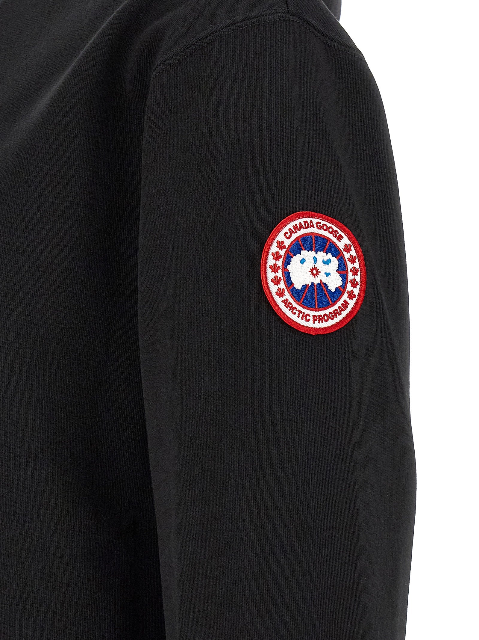 Sweatshirt Hoodie by Canada Goose for men in cotton terrycloth black & silver features an dramatic silhouette, showcasing a sophisticated and dramatic for a refined, modern aesthetic.