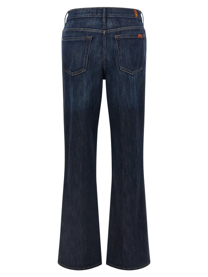 Jeans by 7 For All Mankind for women in stretch denim cotton dark-blue & red presents a refined pantology silhouette, artfully defined by a refined pantology flared, long, and a sophisticated .