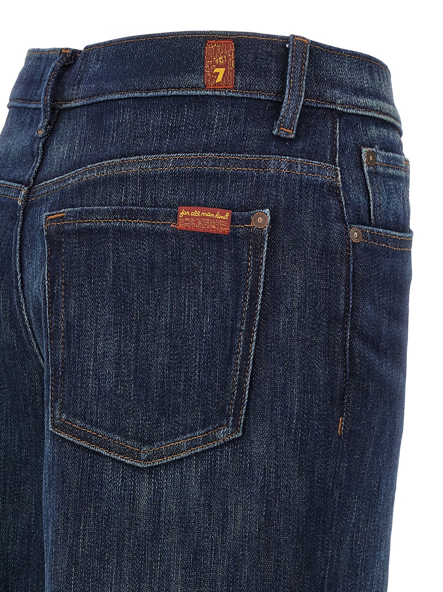 Jeans by 7 For All Mankind for women in stretch denim cotton dark-blue & red features an refined tailoring silhouette, showcasing a premium flared with a and long cut for a refined tailoring look.