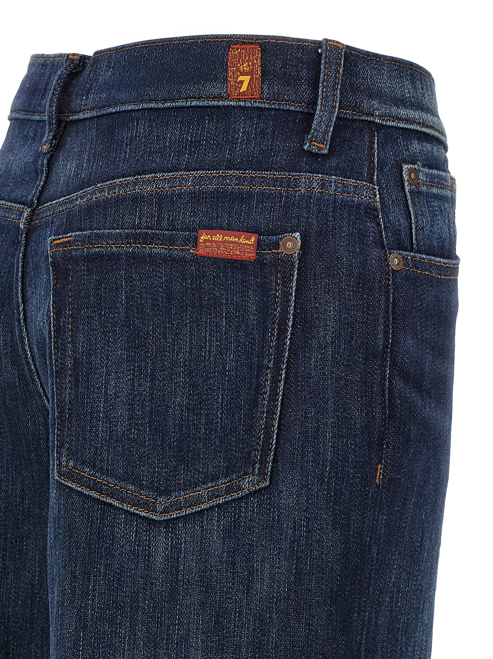 Jeans by 7 For All Mankind for women in stretch denim cotton dark-blue & red features an refined tailoring silhouette, showcasing a premium flared with a and long cut for a refined tailoring look.