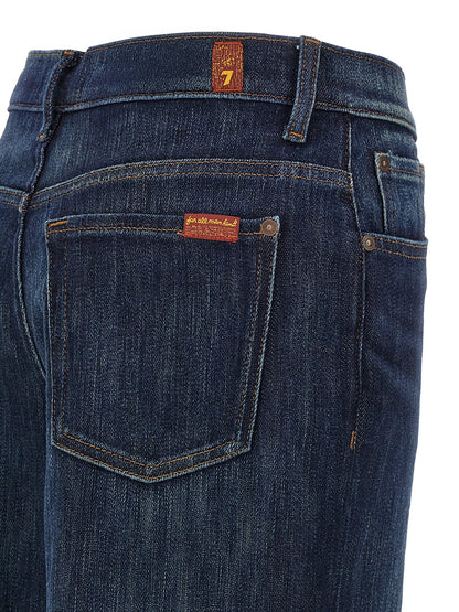 Jeans by 7 For All Mankind for women in stretch denim cotton dark-blue & red features an refined tailoring silhouette, showcasing a premium flared with a and long cut for a refined tailoring look.