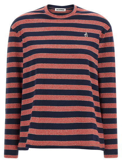 T-Shirt by Jil Sander for women in cotton multicolor, patterned & striped features a plush silhouette, showcasing a sophisticated and long-sleeve for a truly plush finish.