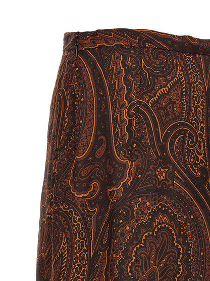 Skirt by Etro for women in silk brown, paisley & print features a contoured silhouette from the Women's Asymmetrical Silk Skirt collection, characterized by its contoured mini for a contoured finish.