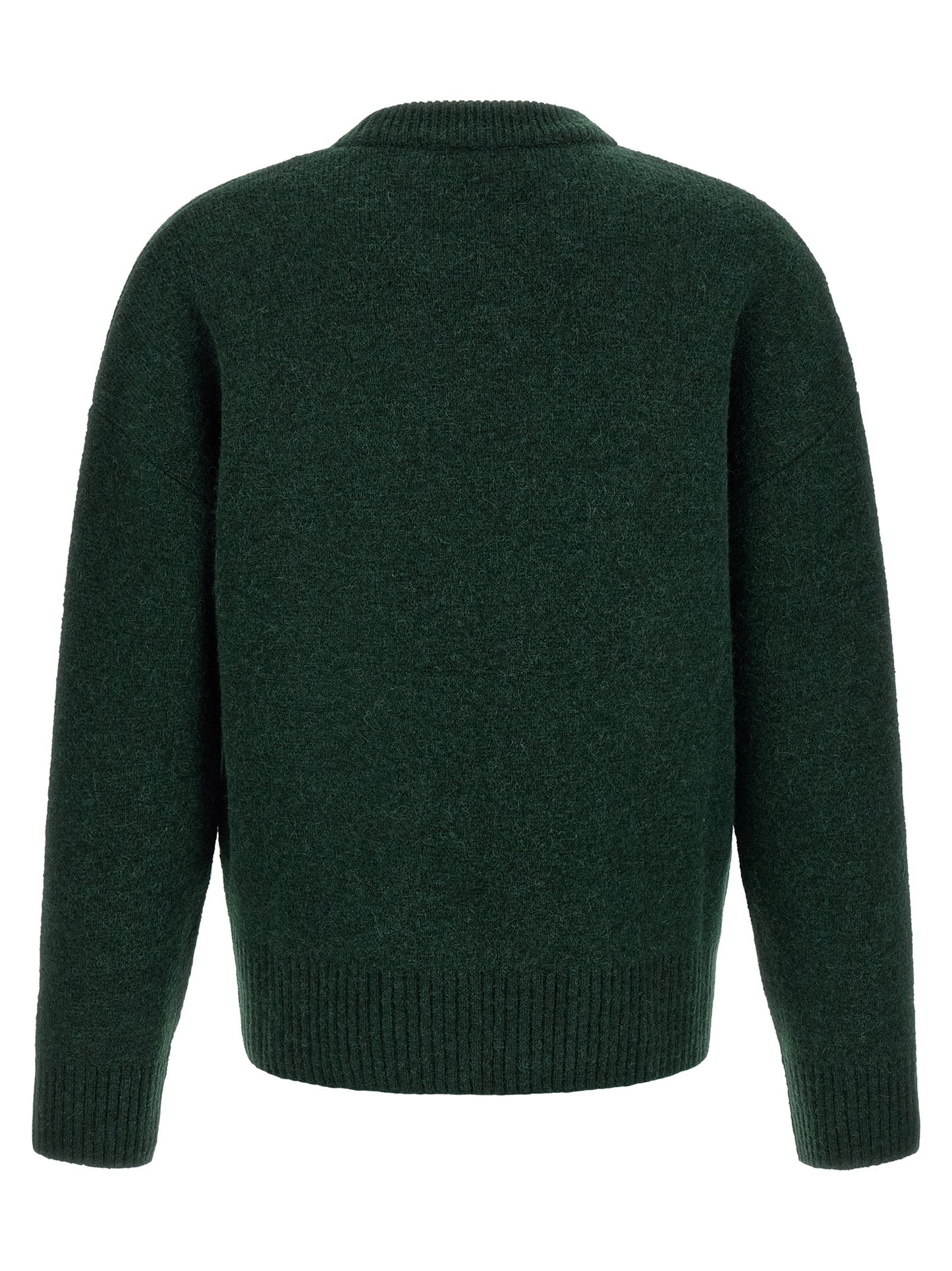 Cardigan by Ami Paris for men in polyamide leather & alpaca wool bicolour & green features a nuanced silhouette with a refined and nuanced detailing for a sophisticated look.