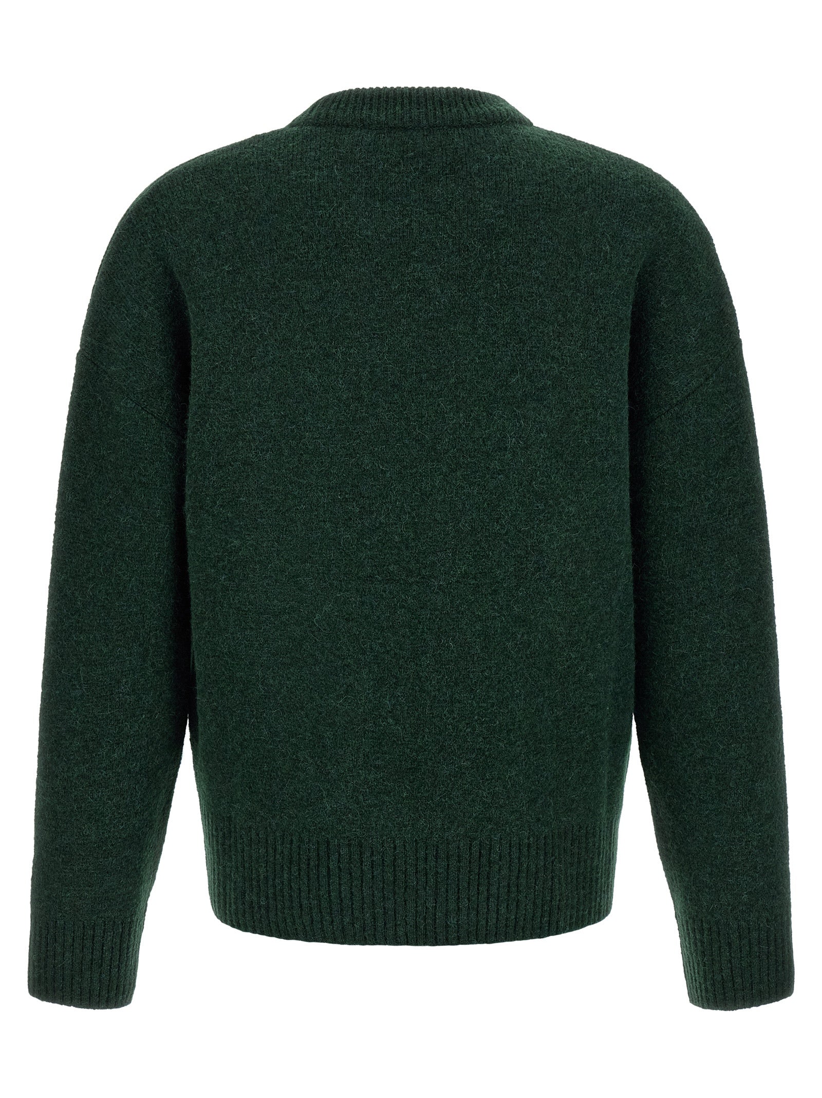 Cardigan by Ami Paris for men in polyamide leather & alpaca wool bicolour & green features a nuanced silhouette with a refined and nuanced detailing for a sophisticated look.