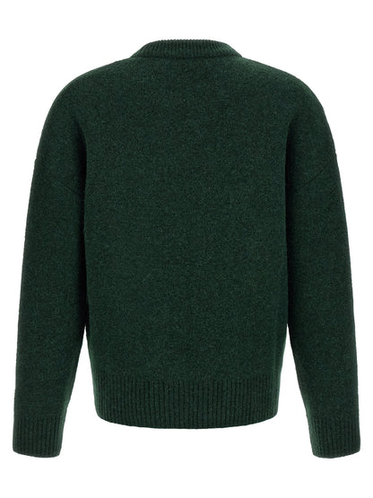 Cardigan by Ami Paris for men in polyamide leather & alpaca wool bicolour & green features a nuanced silhouette with a refined and nuanced detailing for a sophisticated look.