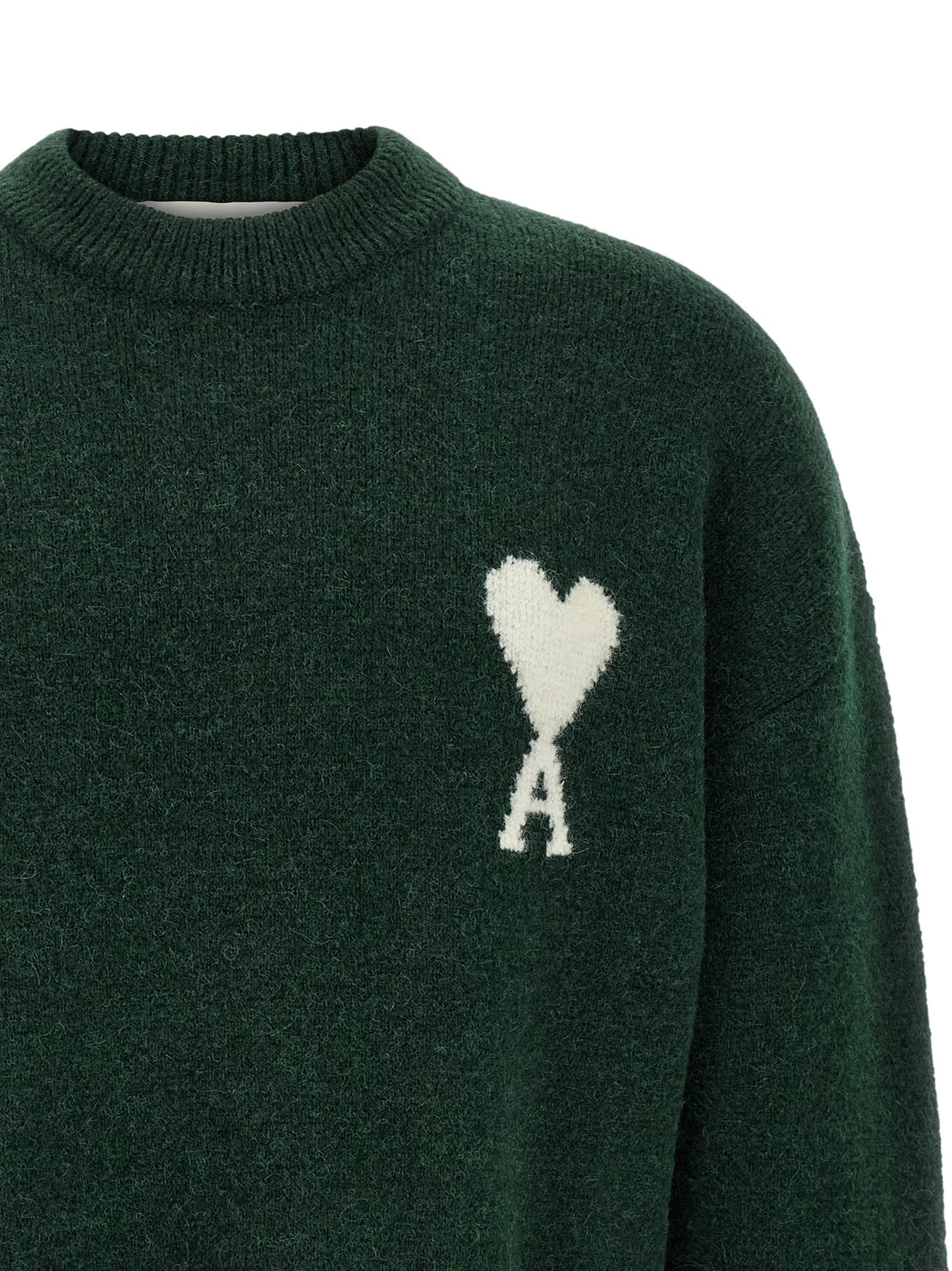 Cardigan by Ami Paris for men in polyamide leather & alpaca wool bicolour & green features an crisp silhouette, showcasing a sophisticated and detail for a truly crisp finish.