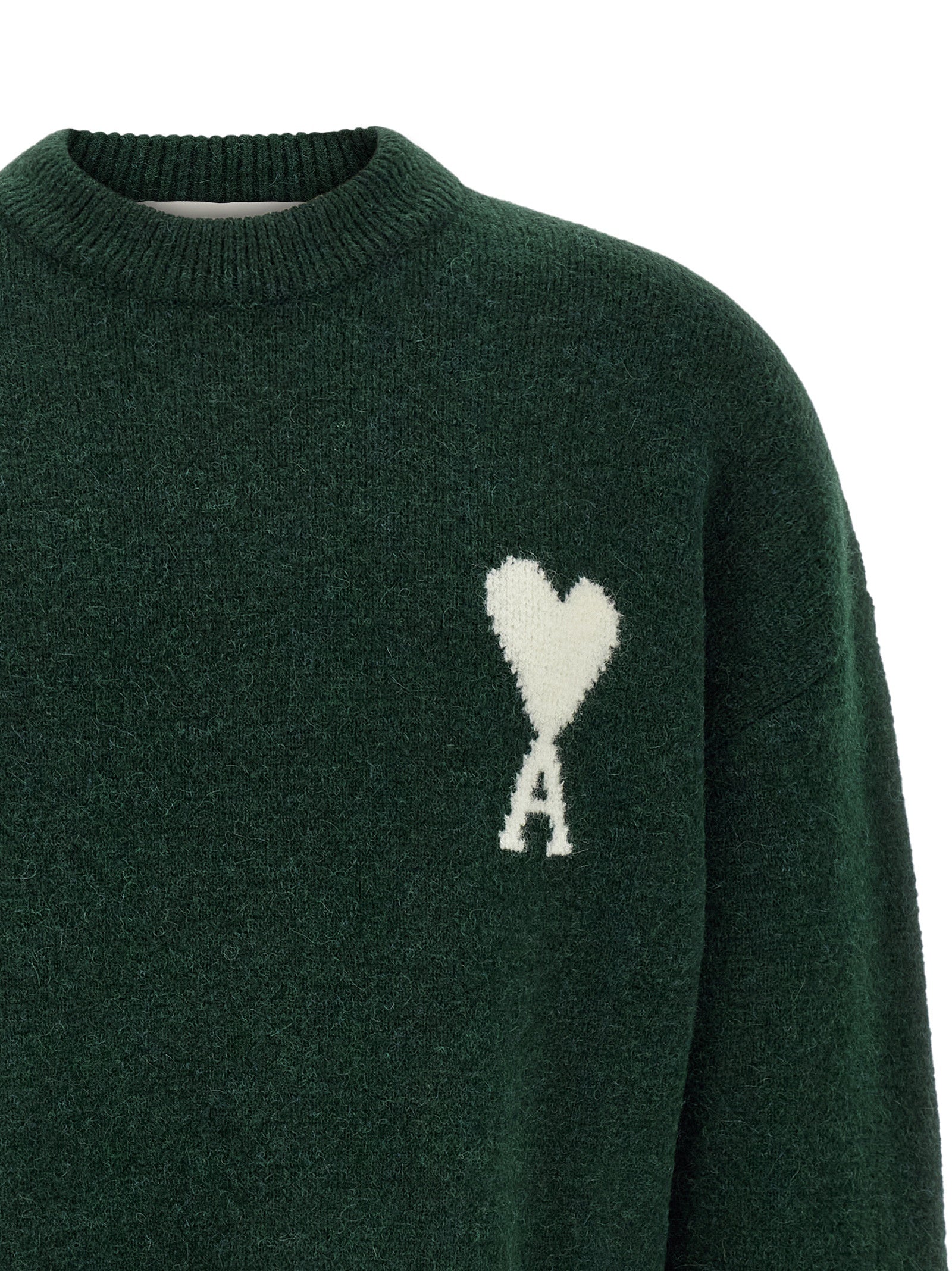 Cardigan by Ami Paris for men in polyamide leather & alpaca wool bicolour & green features an crisp silhouette, showcasing a sophisticated and detail for a truly crisp finish.